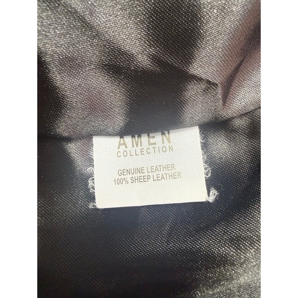 AMEN Collection Black 100% Sheep Leather Fringe Western Jacket Women’s L - Picture 7 of 13